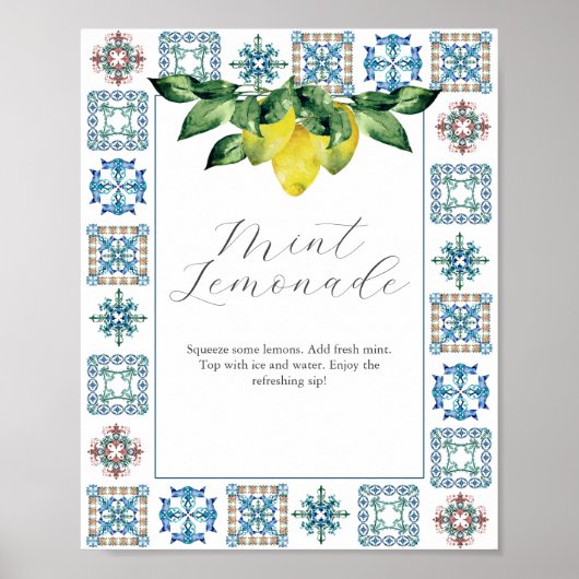 バーサインレモンとブルーアマルフィータイル ポスター (正面)