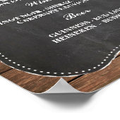 バーサイン ウェディング レセプション ラスティック チョーク レッド チェック ポスター (角)