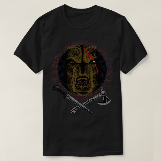 バーサーカーオディングリズリーベアバイキング Tシャツ (デザイン正面)