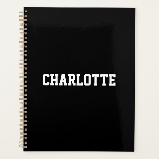 バーシティアスレティックスポーツ白黒名前をカスタムする プランナー手帳 (正面)