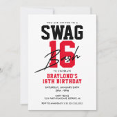 バーシティスタイルスワッグ16誕生日 招待状 (正面)