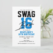 バーシティスタイルブルースワッグ16誕生日 招待状 (スタンド正面)