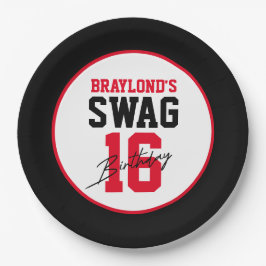 バーシティスタイルレッドスワッグ16誕生日 ペーパープレート