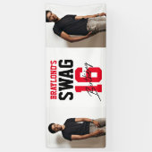 バーシティスタイルレッドスワッグ16誕生日 横断幕 (縦)