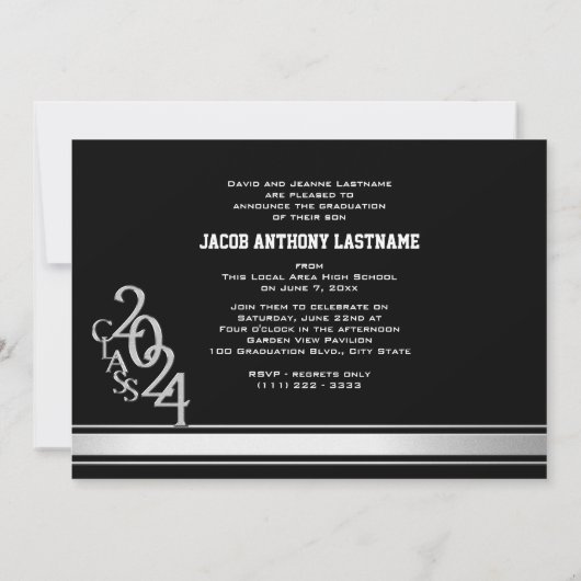 バーシティストライプフォトフォト招待状 招待状 (裏面)