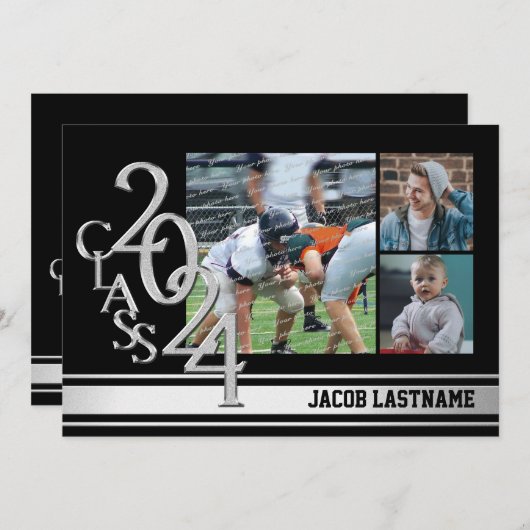 バーシティストライプフォトフォト招待状 招待状 (正面/裏面)