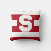 バーシティストライプレッドカスタムイニシャル装飾用クッション クッション (正面)