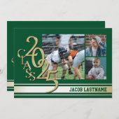 バーシティストライプ金ゴールドトリフォト招待状 招待状 (正面/裏面)