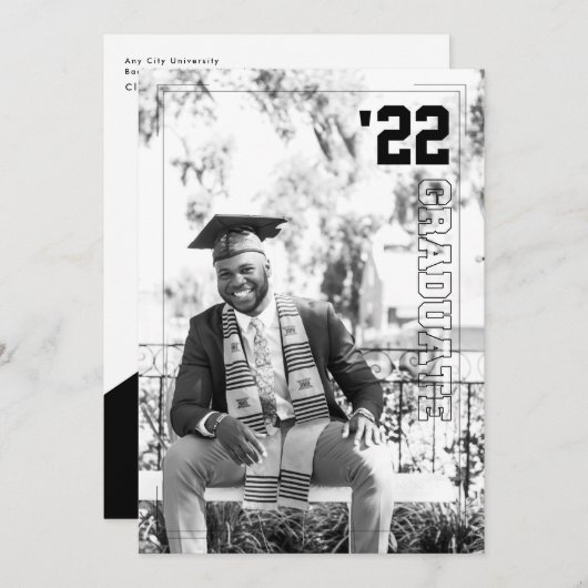 バーシティスポーツテーマ | 2写真卒業パーティー 招待状 (正面/裏面)