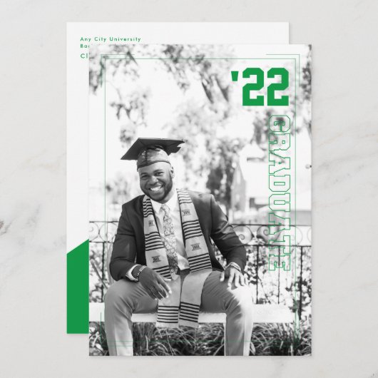 バーシティスポーツテーマ | 2写真卒業パーティー 招待状 (正面/裏面)