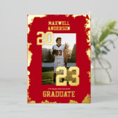 バーシティスポーツ卒業パーティー招待状 箔招待状 (立ち正面)