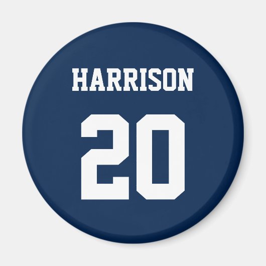 バーシティスポーツ海軍ブルーホワイト名前をカスタムする番号 マグネット (正面)