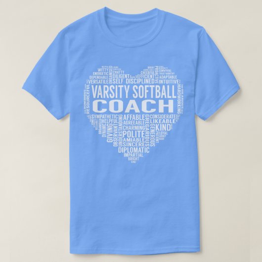 バーシティソフトボールコーチハート Tシャツ (デザイン正面)