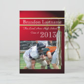 バーシティタッセル卒業レッド金ゴールド 招待状 (スタンド正面)