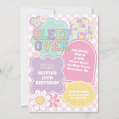 バーシティパステルパッチスリープバー誕生日 招待状 (正面)
