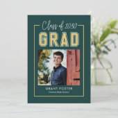 バーシティプライド編集可能カラー卒業招待状 招待状 (スタンド正面)