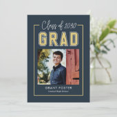 バーシティプライド編集可能カラー卒業招待状 招待状 (スタンド正面)