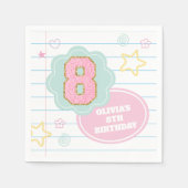 バーシティ名門私立校風のパステルパッチノート8誕生日 スタンダードカクテルナプキン (正面)