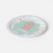 バーシティ名門私立校風のパステルパッチノート9誕生日 ペーパープレート (アングル)