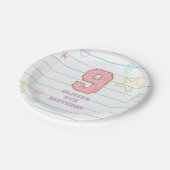 バーシティ名門私立校風のパステルパッチノート9誕生日 ペーパープレート (アングル)