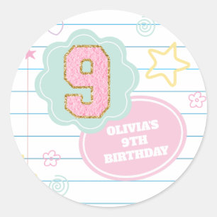 バーシティ名門私立校風のパステルパッチノート9誕生日 ラウンドシール