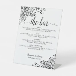 バーシンプル- Black & White Drinks Menu 結婚's 台座サイン