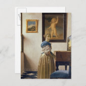 バージナルに立っている女性c.1672-73 ポストカード (正面/裏面)