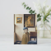 バージナルに立っている女性c.1672-73 ポストカード (スタンド正面)