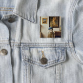 バージナルに立っている女性c.1672-73 缶バッジ (インサイチュ)