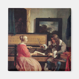 バージナル、c.1665によって着席する人および女性 マグネット