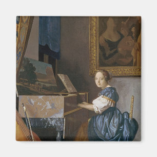 バージナル、c.1670で着席する若い女性 マグネット
