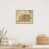 バージニアとメリーランドの地図 ポスター (キッチン)