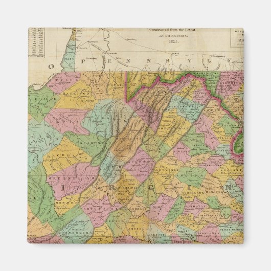 バージニアとメリーランドの地図 マグネット (正面)