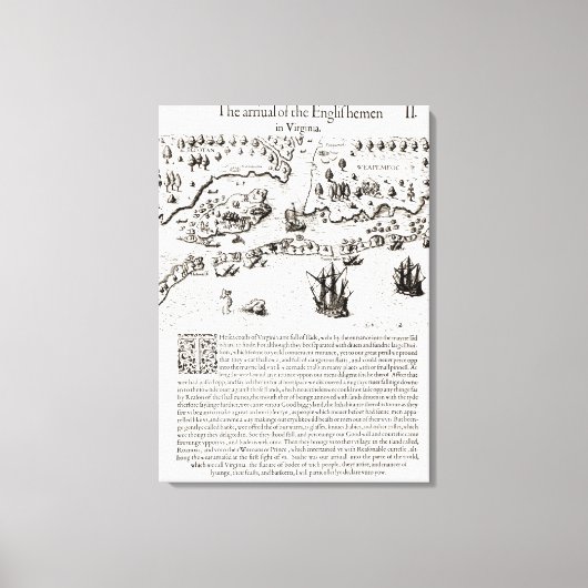 バージニアにイギリス人が到着した キャンバスプリント (正面)