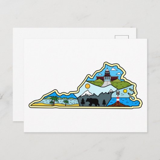 バージニアの地図チェサピーク ポストカード (正面/裏面)