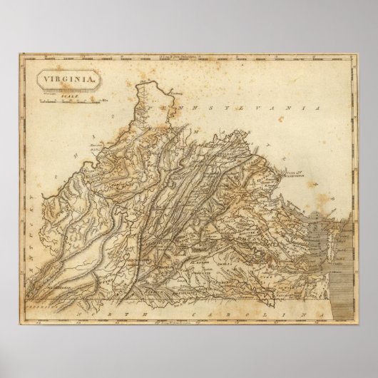 バージニアの地図:アーロウスミス ポスター (正面)