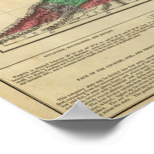 バージニアの地図 ポスター (角)