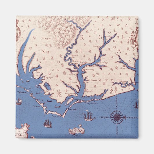バージニアの地図 マグネット (正面)