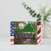 バージニアの地図、州シール、写真文字 ポストカード (スタンド正面)