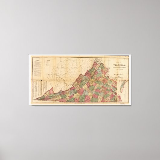 バージニアの地図（1871年） キャンバスプリント (正面)