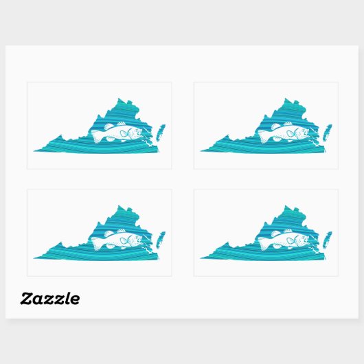 バージニアウェーブ魚釣り 長方形シール (シート)