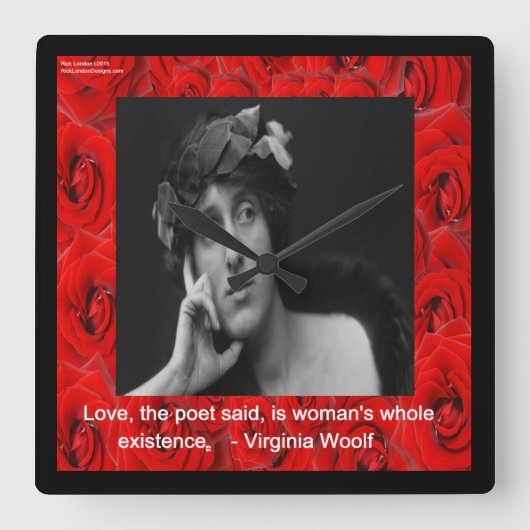 バージニアウルフ&ラブ引用文ウォールクロック スクエア壁時計 (正面)