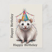 バージニアオポッサムの誕生日帽子をかぶった姿 ポストカード (正面)