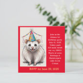 バージニアオポッサム誕生日の帽子をかぶった 招待状 (スタンド正面)