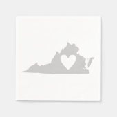 バージニアグレーマップシェイプハートバージニアパーティー スタンダードカクテルナプキン (正面)