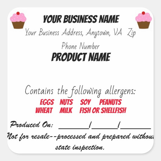 バージニアコテージローフードラベルホームベーカー スクエアシール (正面)