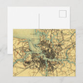 バージニアノーフォークヴィンテージの地図 ポストカード (正面/裏面)