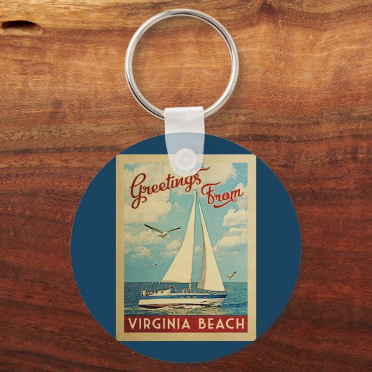 バージニアビーチシルボートヴィンテージトラベルバージニア キーホルダー (正面)