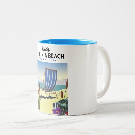 バージニアビーチバージニアUSA旅行ポスター ツートーンマグカップ (正面右)