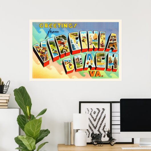 バージニアビーチバージニアVAヴィンテージ旅行はがき ポスター (ホームオフィス)